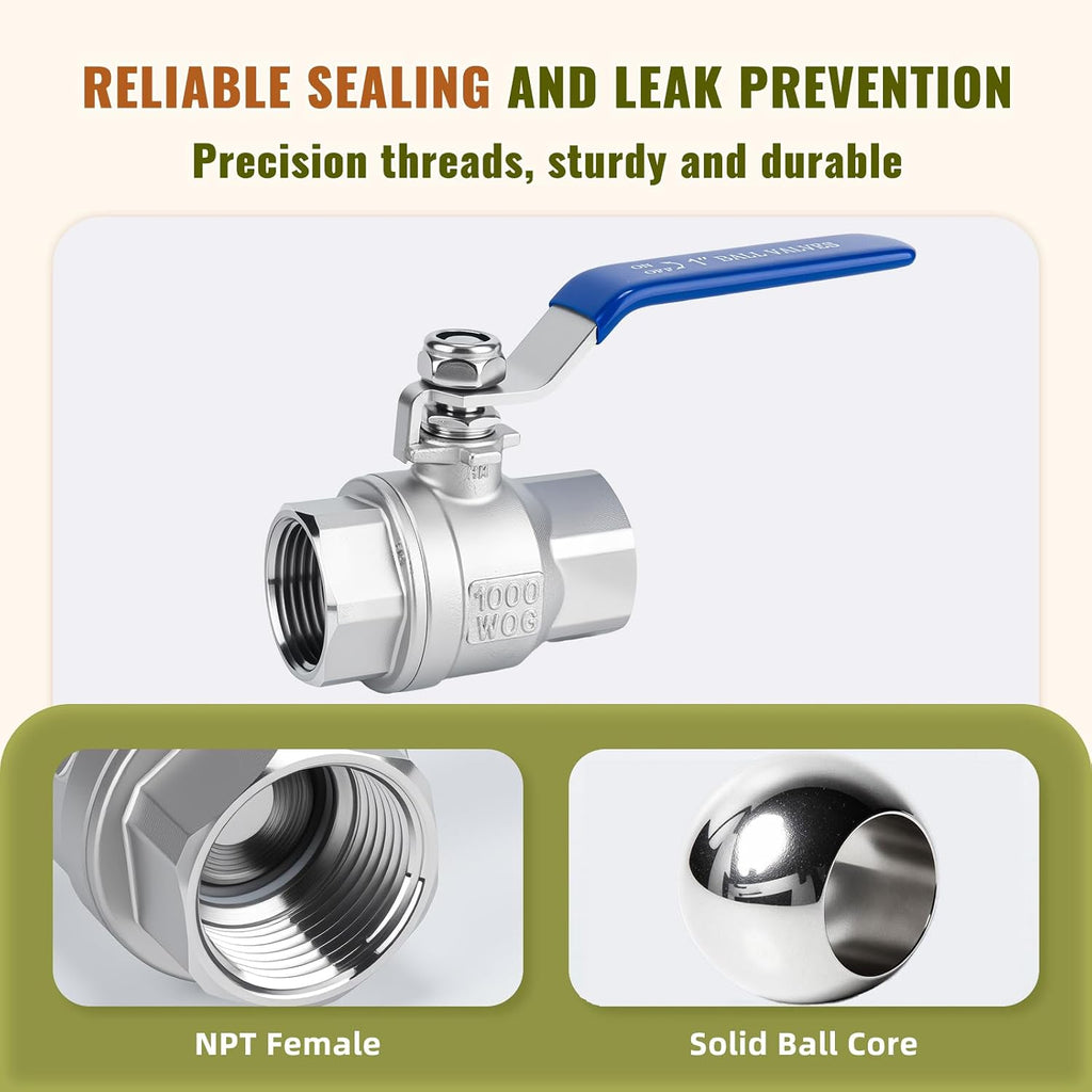 1 inch Ball Valve 4 Pack Full Port Female NPT Thread Shut Off Valve
