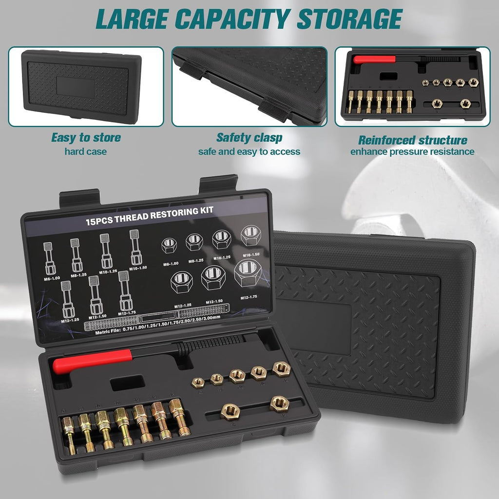 15 PCS Metric Thread Chaser Set and Repair Kit