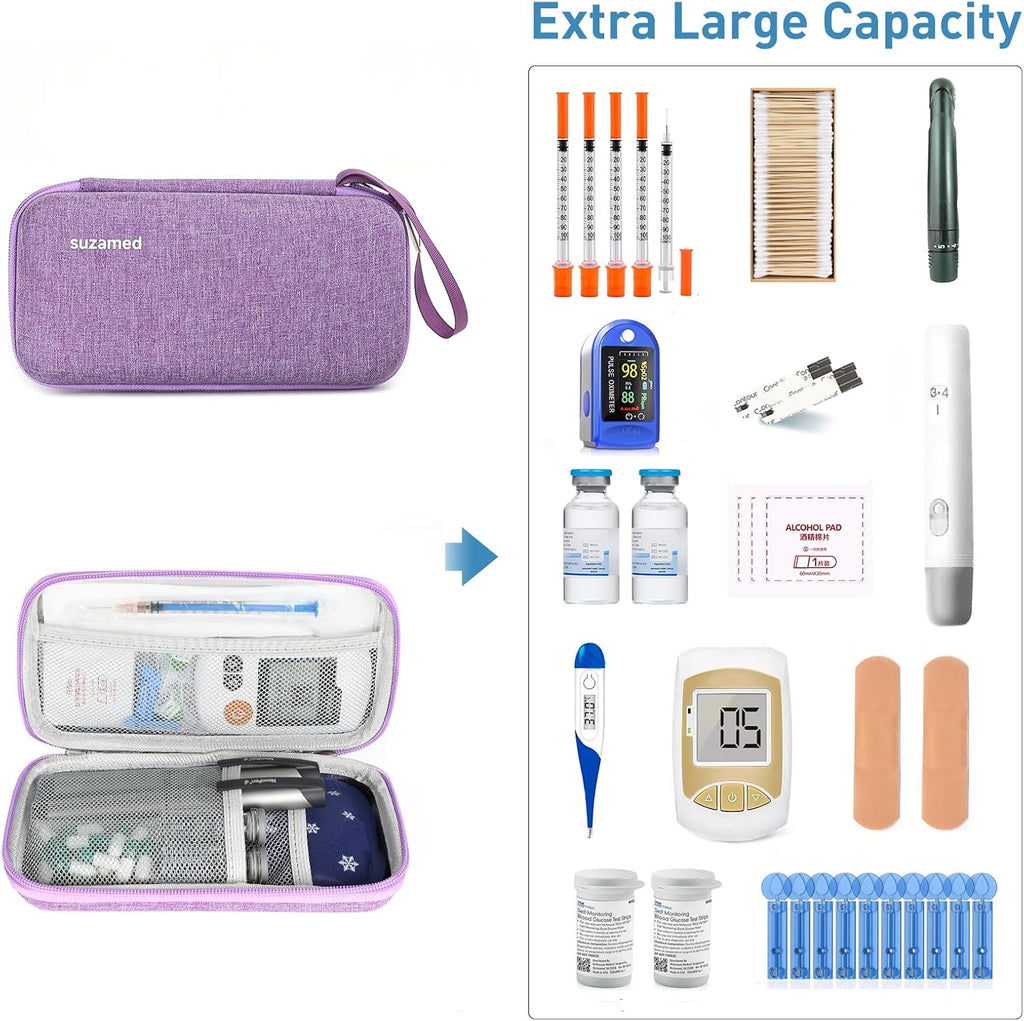 Insulin Cooler Travel Case, 2x150g Ice Pack TSA Approved, Purple