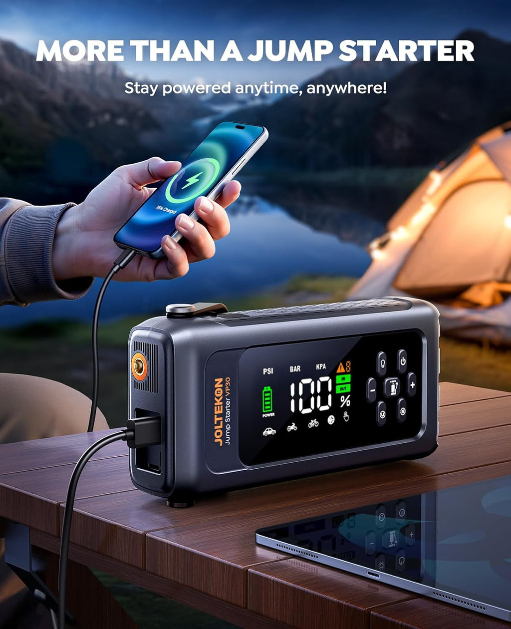 Car Battery Jump Starter with Air Compressor 4500A 150PSI, Car Jumper Starter Portable (9L Gas/8L Diesel), Jump Box