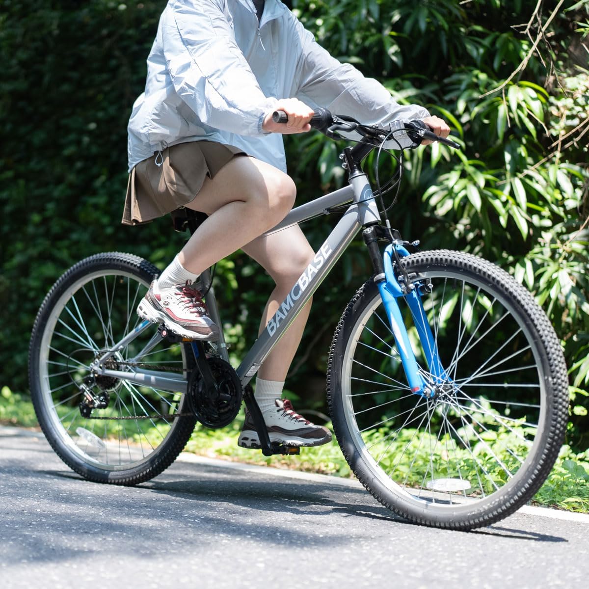27 Inch Mountain Bike, Mens Womens MTB with 18 Speeds, High-Tensile Steel Frame, V Brake, Hardtail Bicycle for Adults