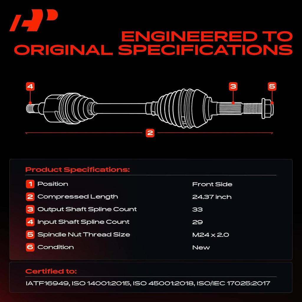 A-Premium Front Driver or Passenger Side CV Axle Shaft Assembly