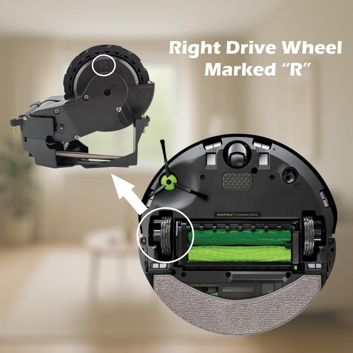Goodsby Replacement Right Drive Wheel Module Compatible with Roomba Combo j7+, Combo j9+, 10 Max Combo Models Robotic Vacuum Cleaner