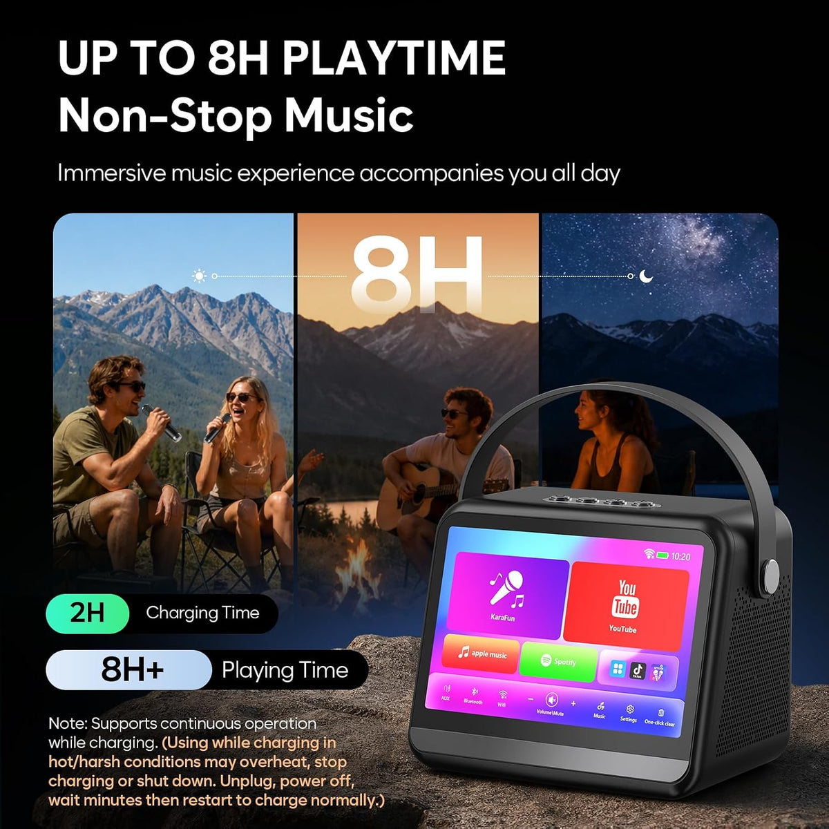 Karaoke Machine with Lyrics Display, Portable Bluetooth Speaker with 7 inch HD Touch Screen, WiFi Karaoke Player with
