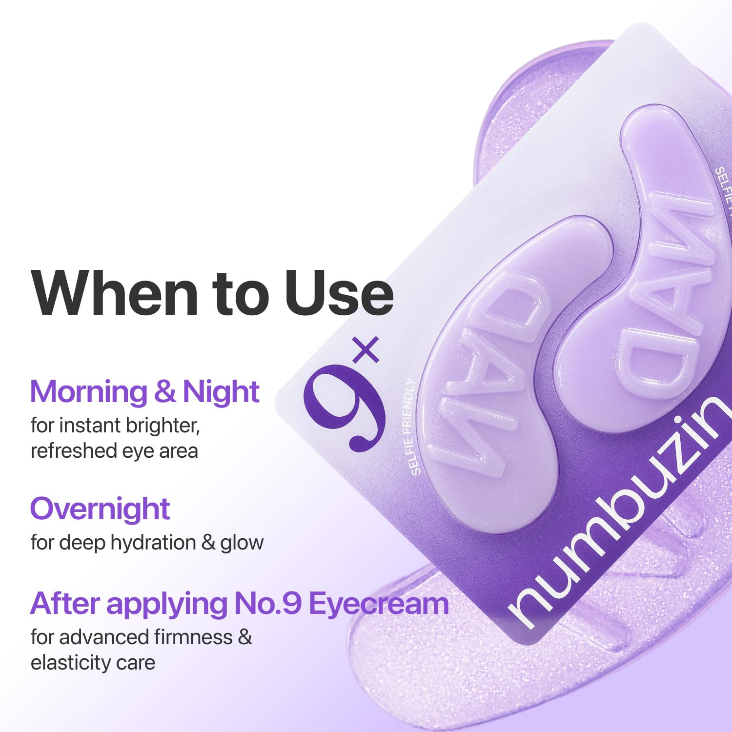 No.9 Eye Patches, NAD+ Collagen Jelly Eye Masks with Peptides, Caffeine & Niacinamide, Cooling Under Eye Patches for