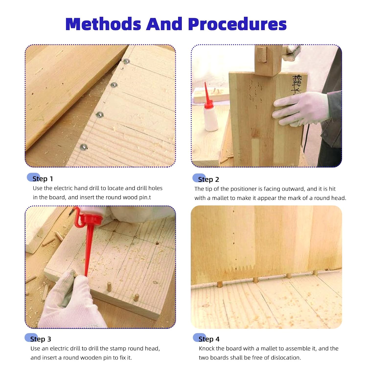 508Pcs 1/4" 5/16" 3/8" 1/2" Wooden Dowel Pins Beveled Ends Fluted Dowel with 6/8/10/12MM Solid Hollow Dowel Tenon