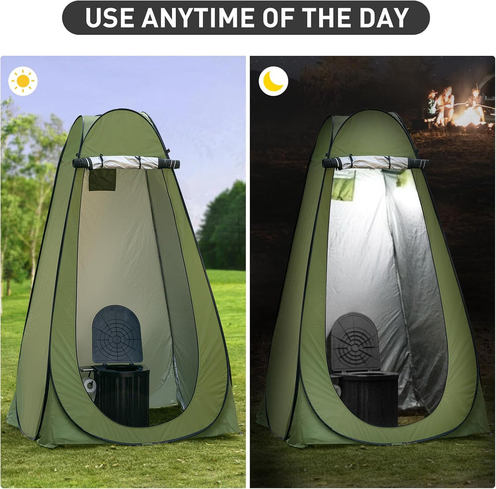 Portable Camping Toilet with Pop-Up Privacy Tent, 12-inch Toilet Seat, Outdoor Portable Folding Toilet Potty for