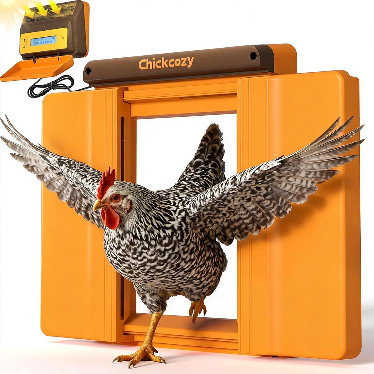 Solar Chicken Coop Door, Dual-Motor Lock, Triple Mode, USB Rechargeable