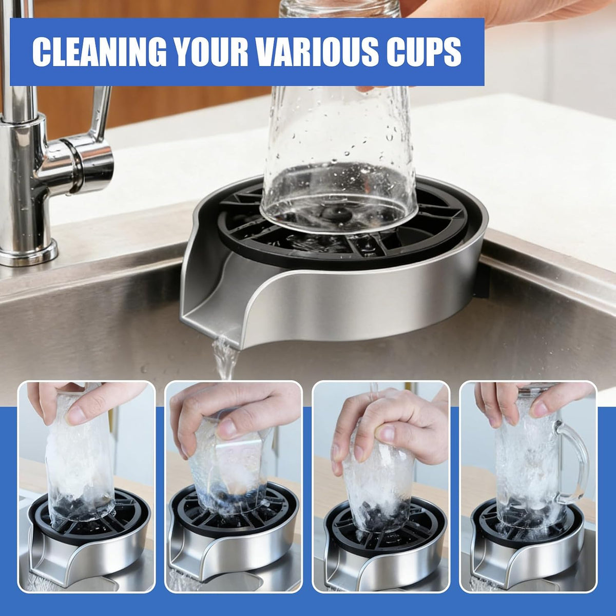 Glass Rinser for Kitchen Sink, 360 Degree Rotating Glass Rinser