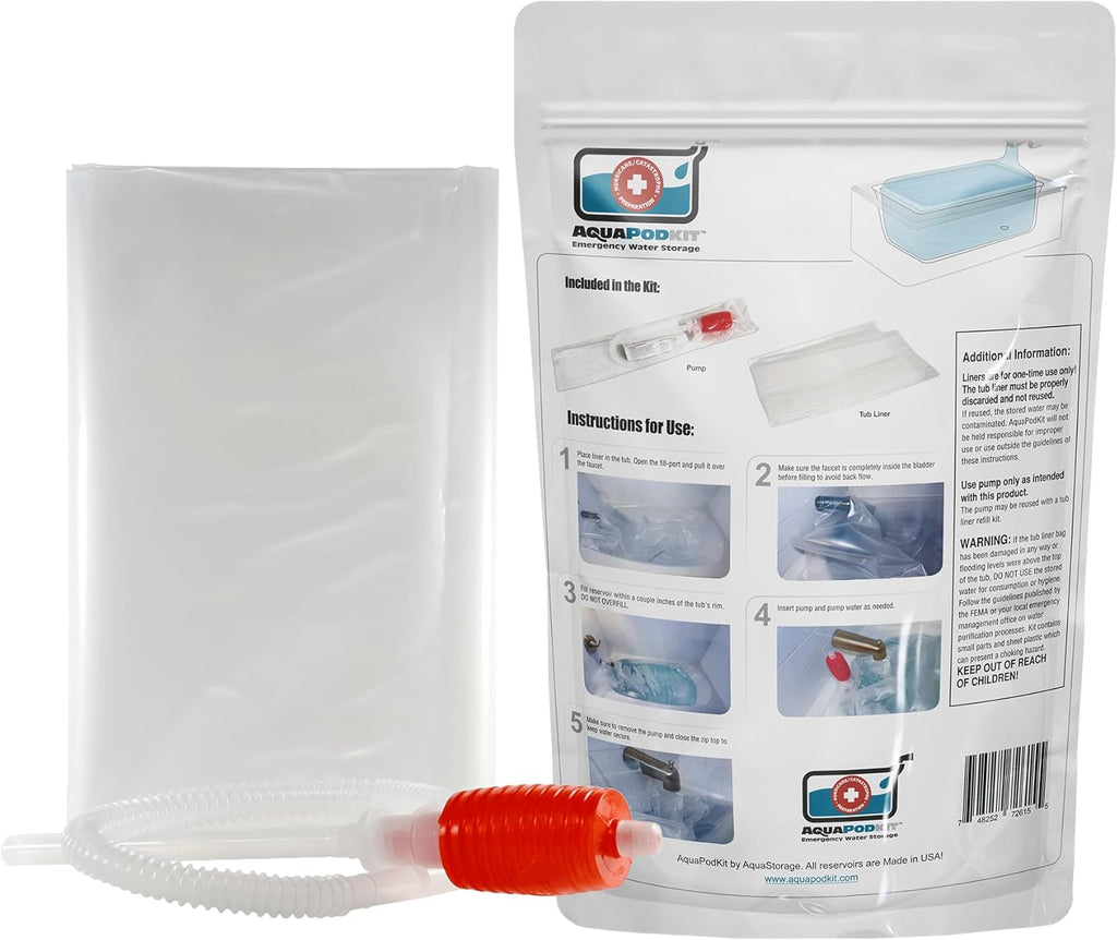 Made in USA - Emergency Bathtub Water Storage Bladder 65-100 Gallon Capacity - BPA Free- Food Grade Materials