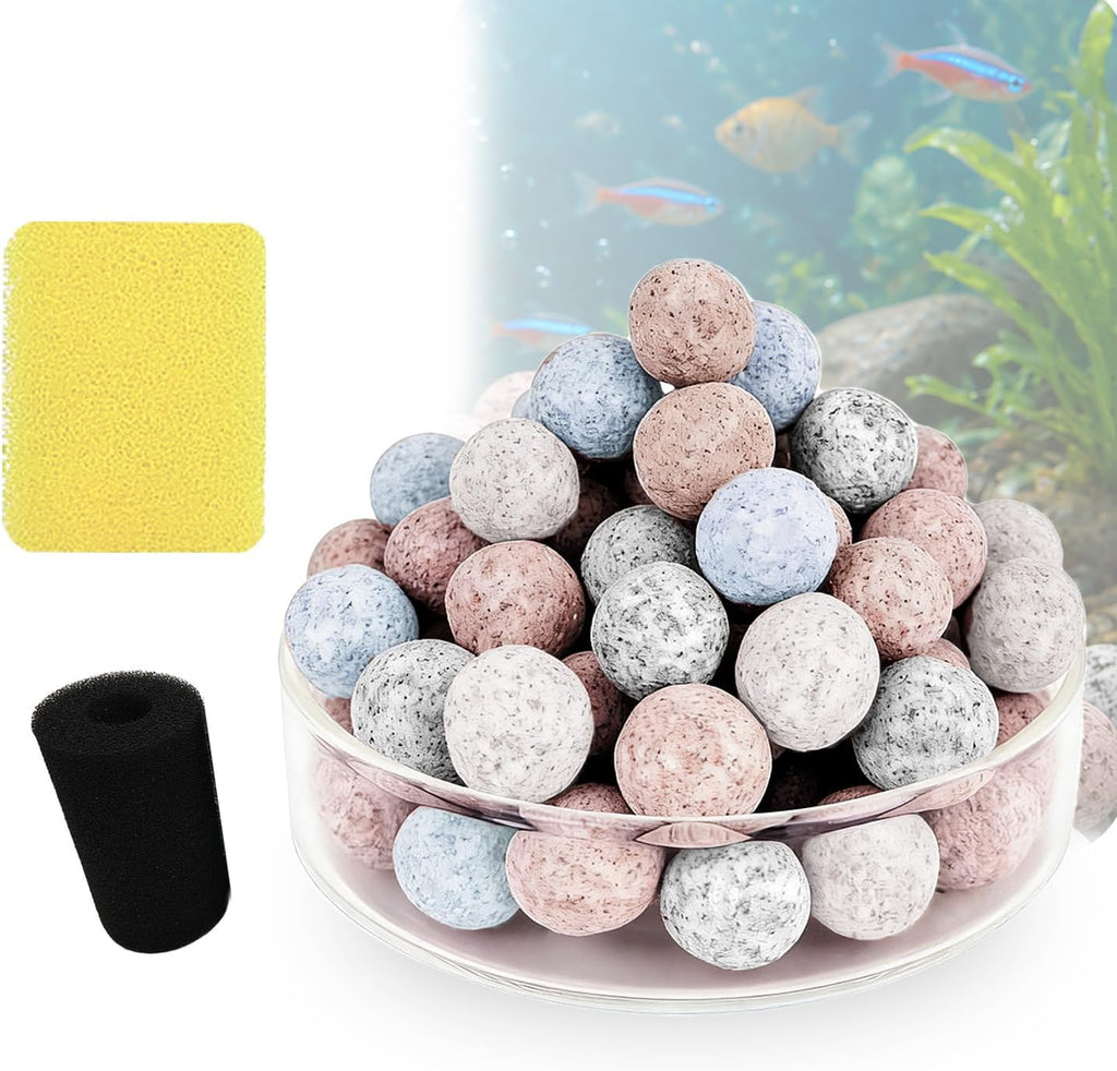2 Pack Ceramic Bio Balls Sponge G1 Filter Media Replacement, Ceramic Rings Media Biological Material Filtration 1 to