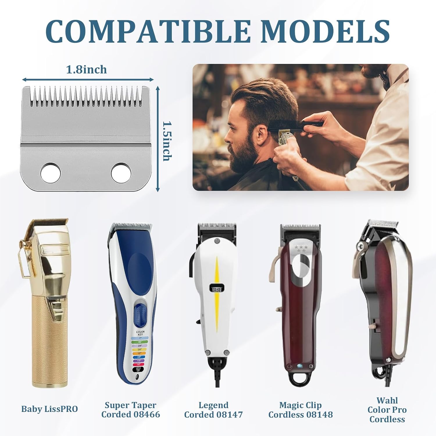 Clipper Guards Set, Compatible with Wahl Hair Clippers, Guard Number: #1/2, #1, #1 1/2, #2 (Length: 1/16", 1/8"