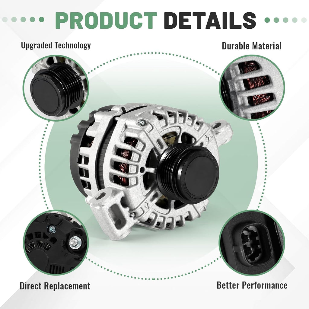 13502988 Alternator 150A, Fit for Chevrolet Camaro 2010-2012, Colorado 2015-2016, GMC Canyon 2015-2016 | 3.6L V6 GAS - Replace 11485, 11485N, 849127, FG15S026, AL8876X Generator 12V CW