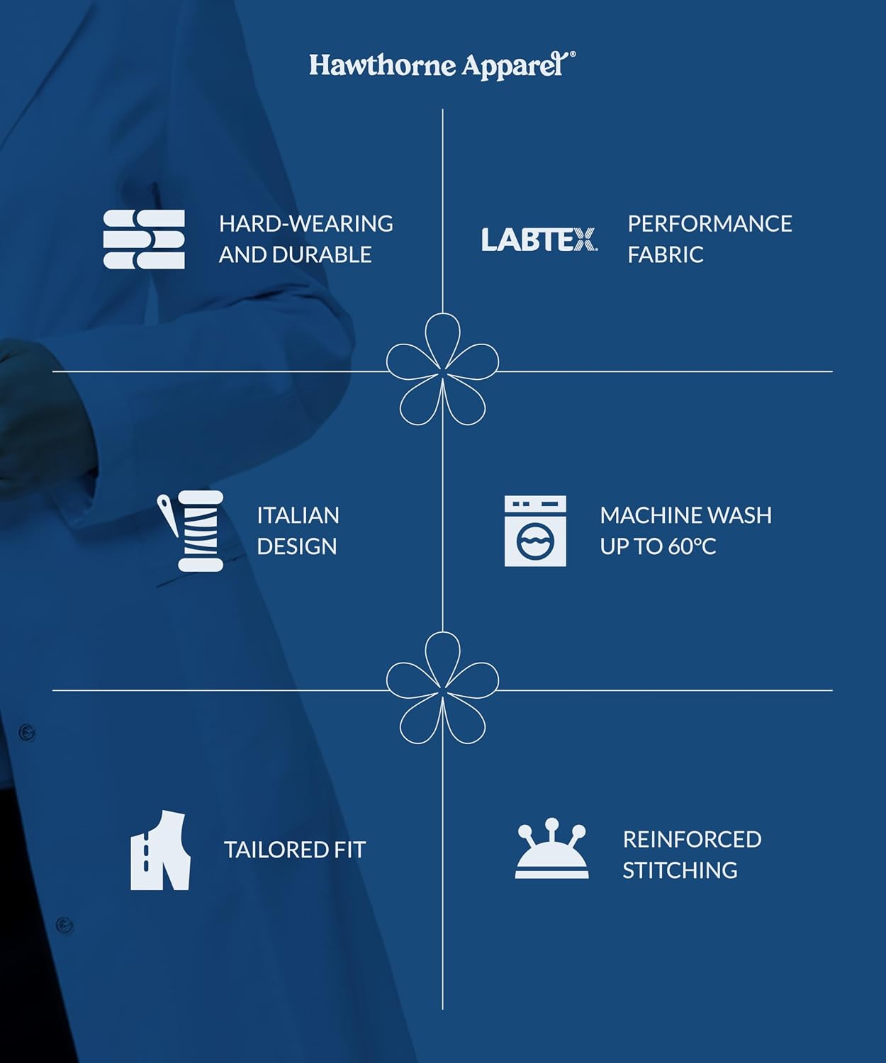 Lab Coat for Women 33 Inch, Tailored Medical Coat, 2 Hip Pockets, Doctor Nurse Coat for Clinics