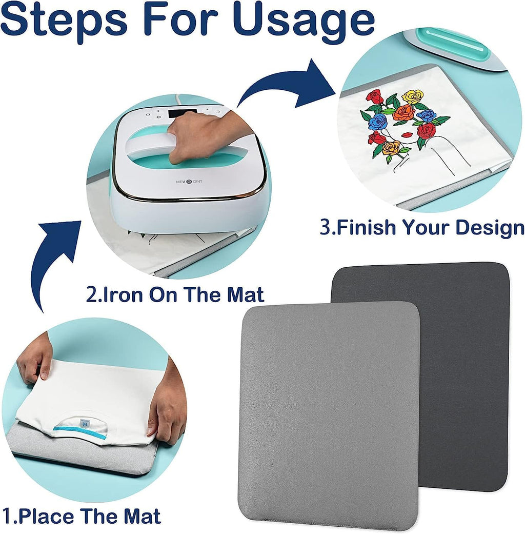 Heat Press Mat 8"x10" - Double Sided Pad for Craft Vinyl Ironing | 7-Layer Composite Even Heat Distribution: