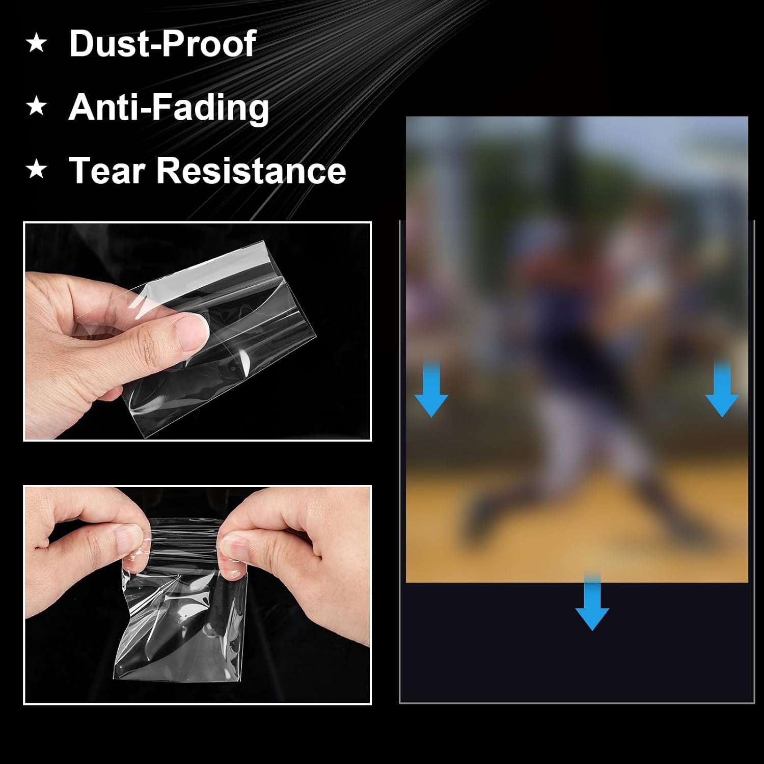 1000 Counts Premium Standard Baseball Trading Card Sleeves, Plastic Clear Protector, Soft Perfect Fit for Penny