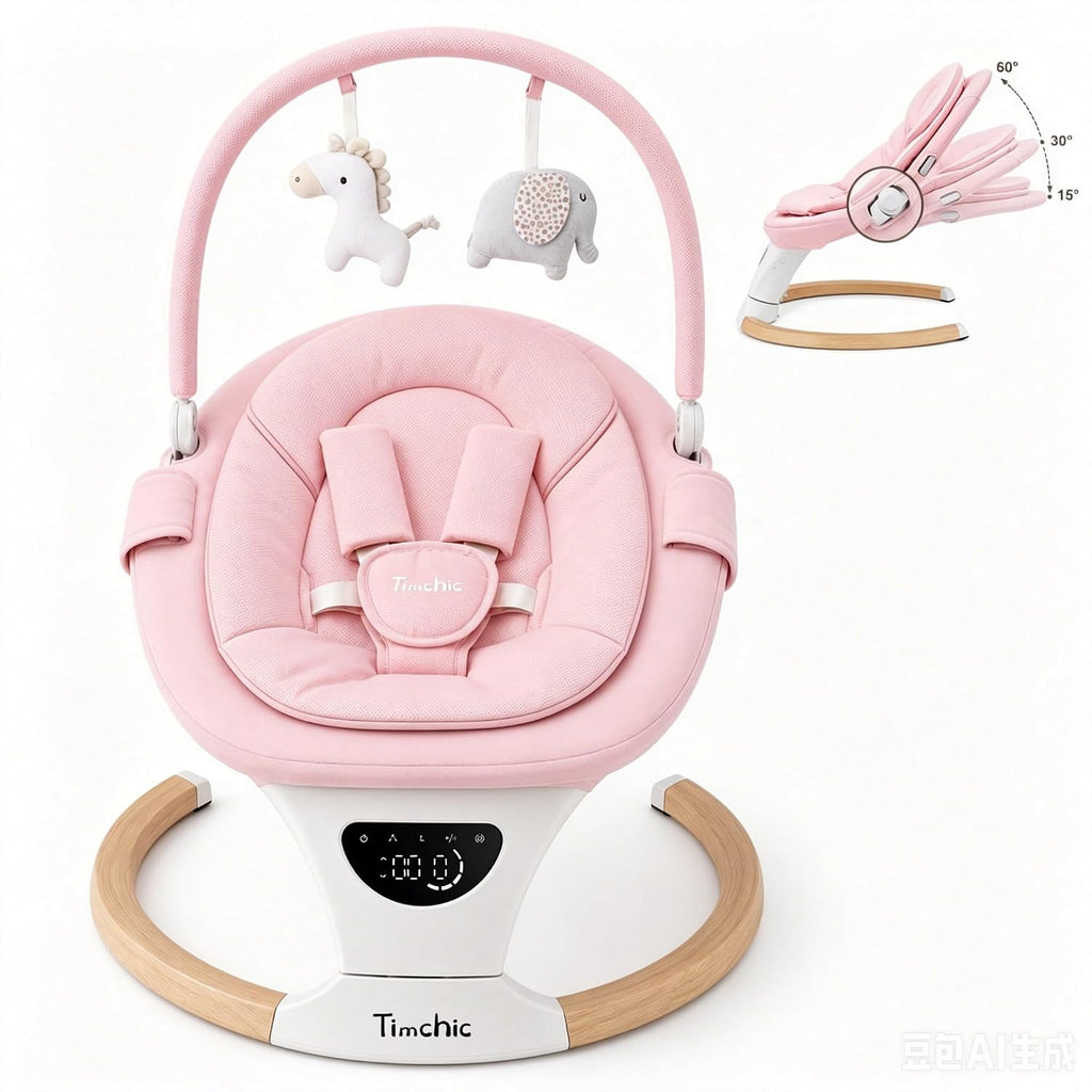 Baby Swing for Infants, Portable Electric Swing with Auto-Rocking Detection, 5 Speeds, 3 Heights, Remote Control, for