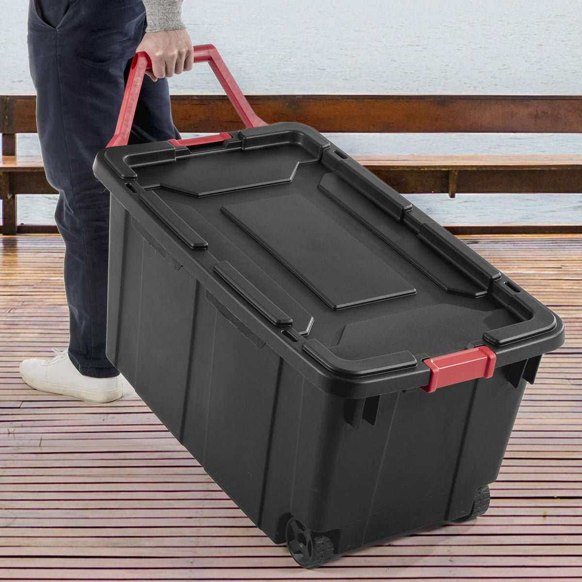 Storage Bins 40 Gallon Heavy-Duty Plastic Storage Bins, 2 Pack Container Totes with Durable Lid and Secure Latching