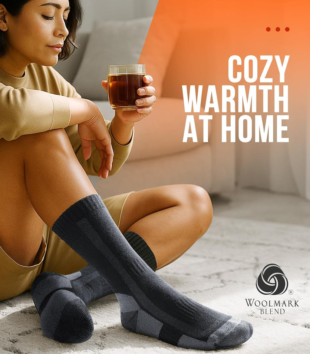 Merino Wool Hiking Socks for Men Women, 3 Pairs Lightweight Breathable Hiking Socks with Seamless Toe and Arch Support