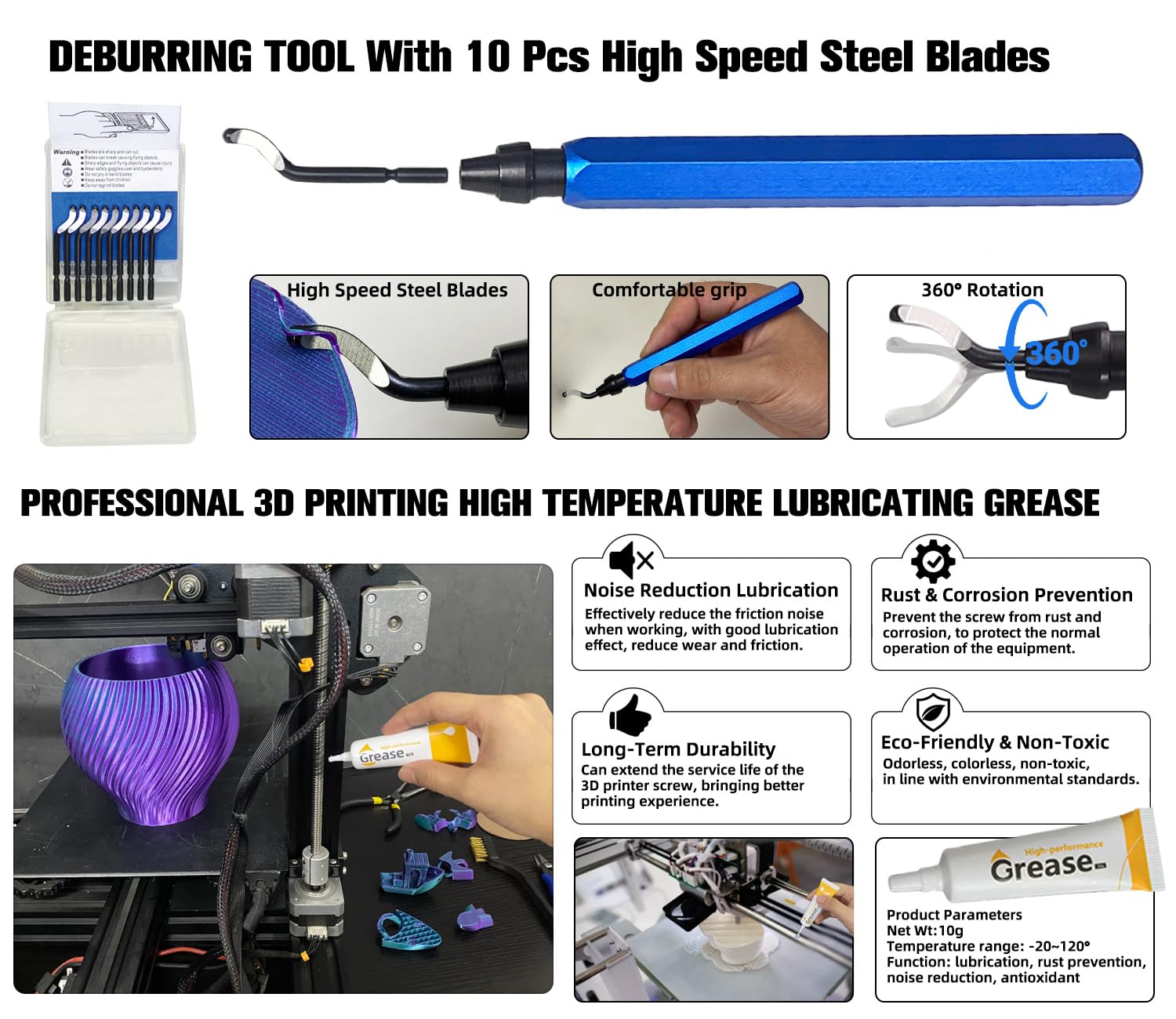 3D Printer Tools Kit with Tool Organizer Bag,3D Printing Essential Accessories, Nozzle Cleaning Kit, Deburring Tool &
