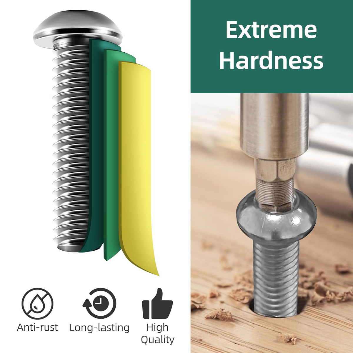 25Pcs 1/4-20" Button Head Socket Cap Bolts Screws Assortment Kit, 304 Stainless Steel 18-8, Bright Finish Fully Machine Thread with Hex Key