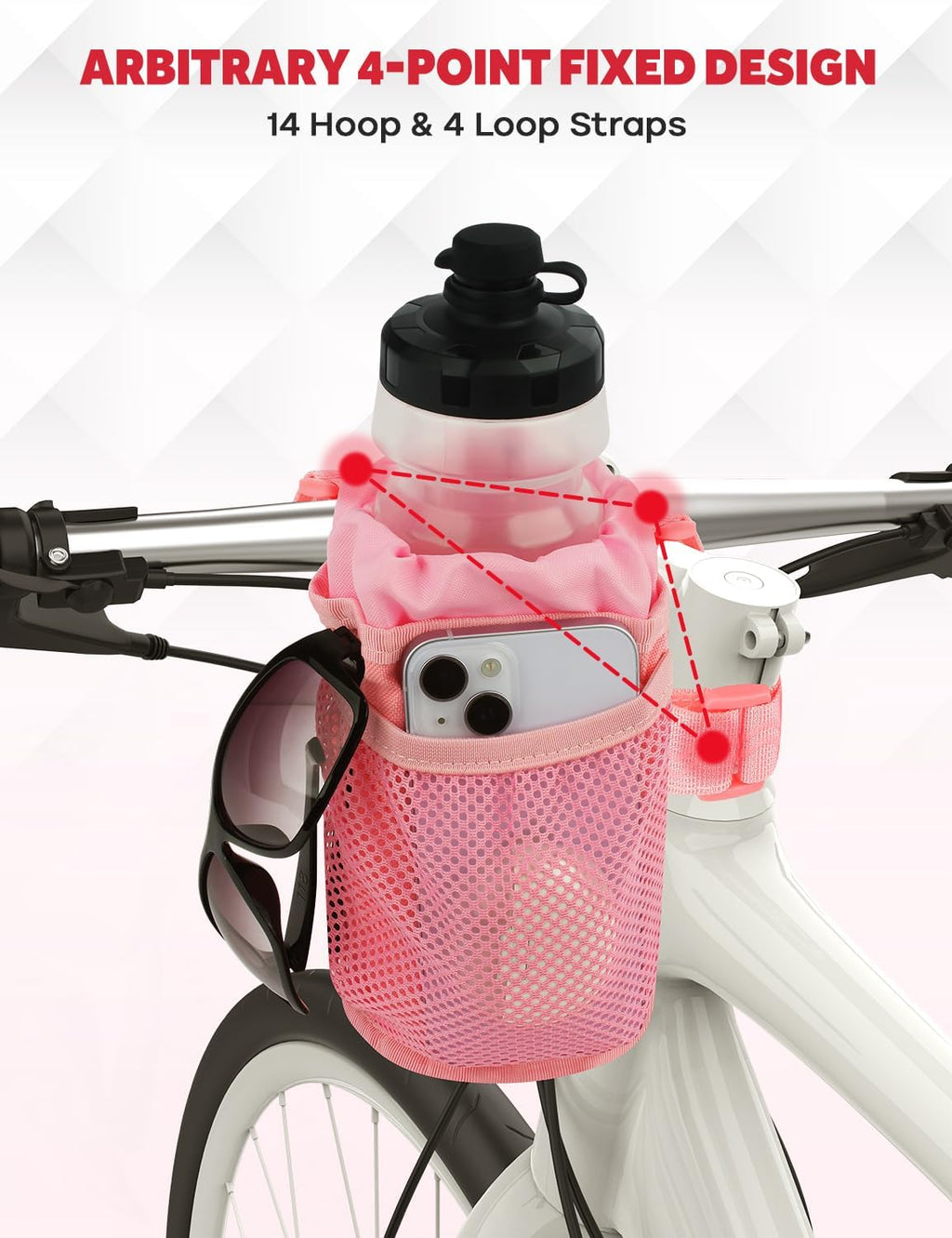 Bike Cup Holder, Bicycle Water Bottle Holder for Bike Handlebar | Bike Water Bottle Holder Handlebar with Mesh