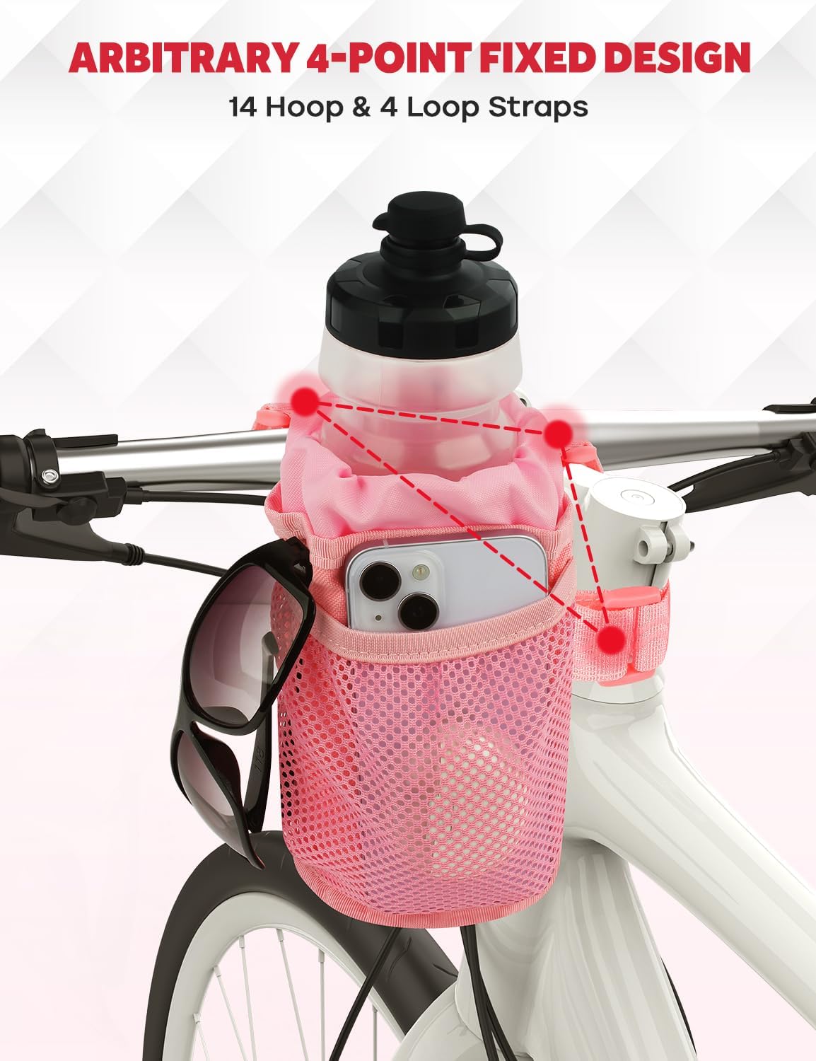 Bike Cup Holder, Bicycle Water Bottle Holder for Bike Handlebar | Bike Water Bottle Holder Handlebar with Mesh