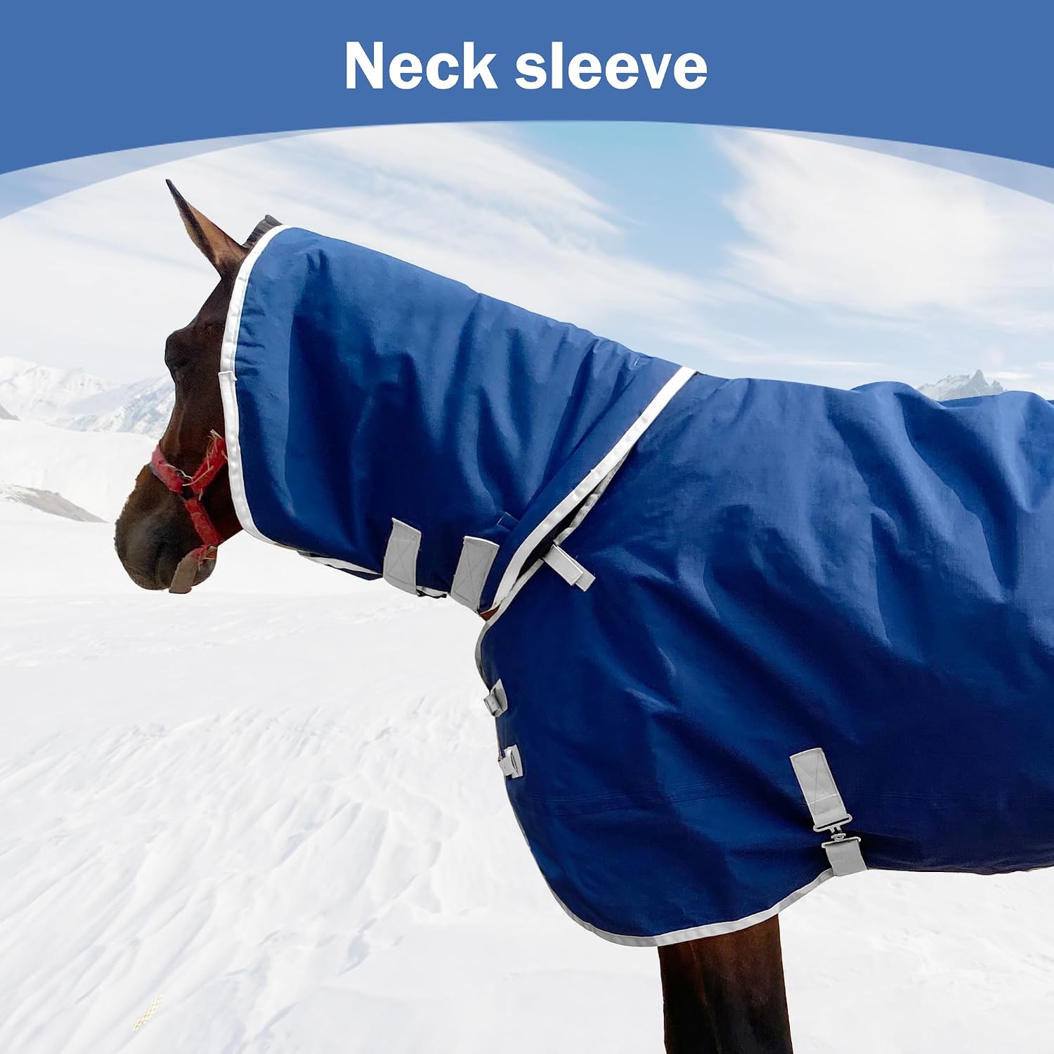 1200D Winter Waterproof Horse Trunout Blanket, 280g Warm Cotton Filling Liner with Turnout Neck Cover Detachable