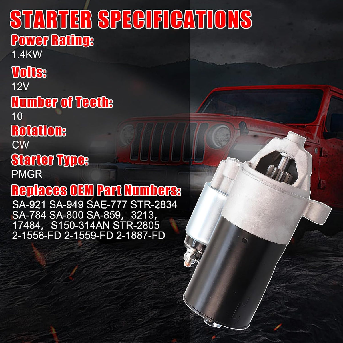 Starter Motor Fit for Ford Ranger 1997-2008, Aerostar 1997 & for Mazda