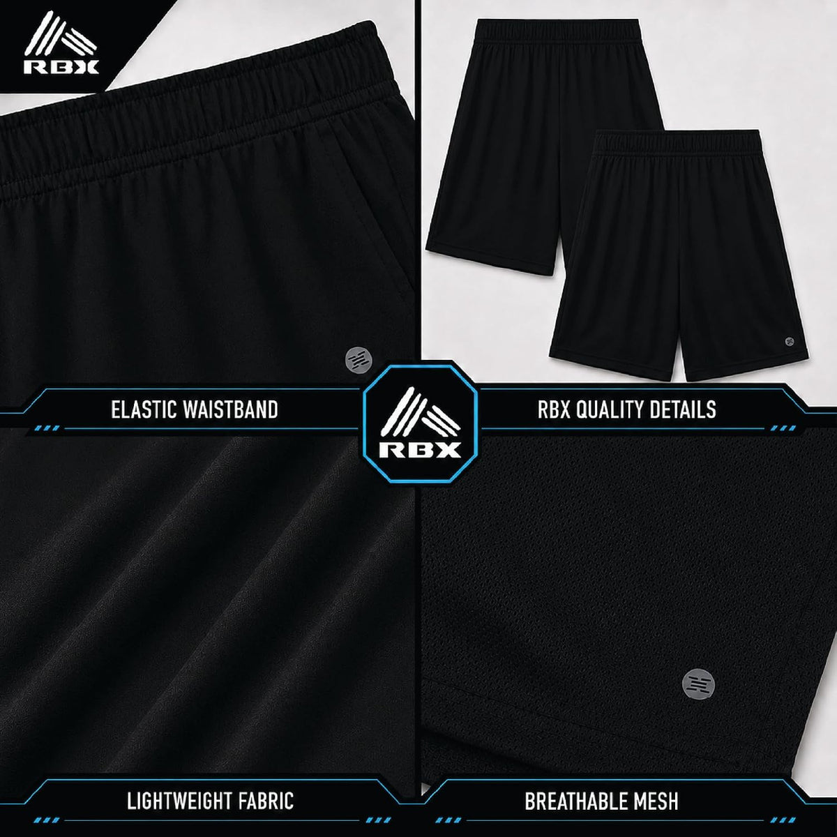 Boys 2 Pack Stretch Mesh Shorts, Youth Kids Gym, Basketball, Soccer | Lightweight Feel with Secure Elastic Waistband