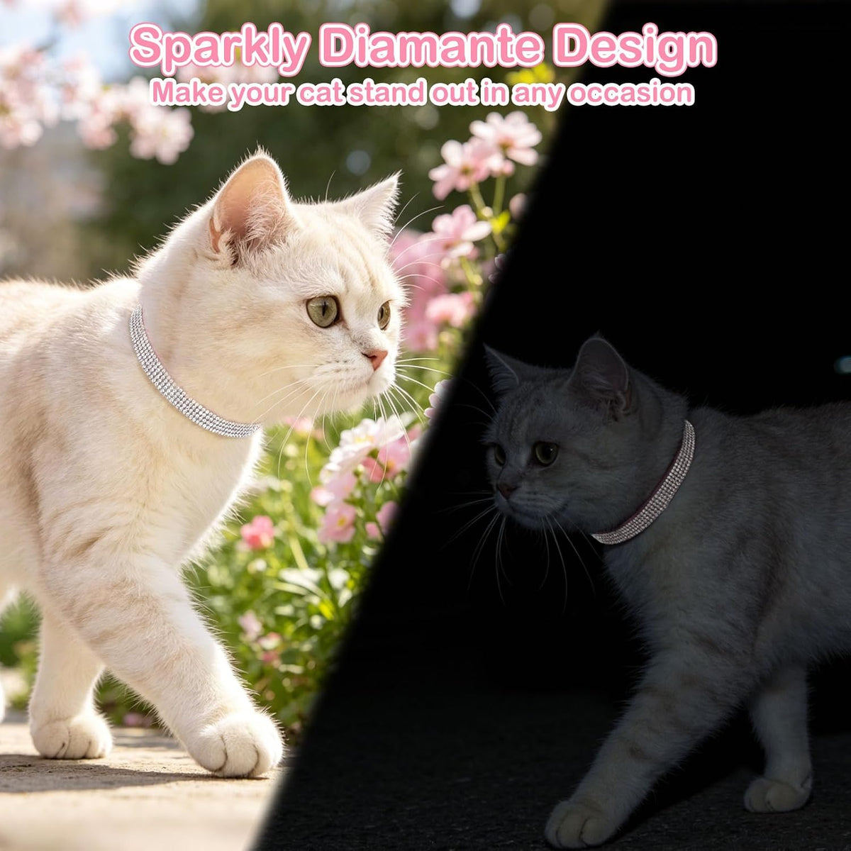 Rhinestone Cat Collar Breakaway, Bling Sparkly Diamond