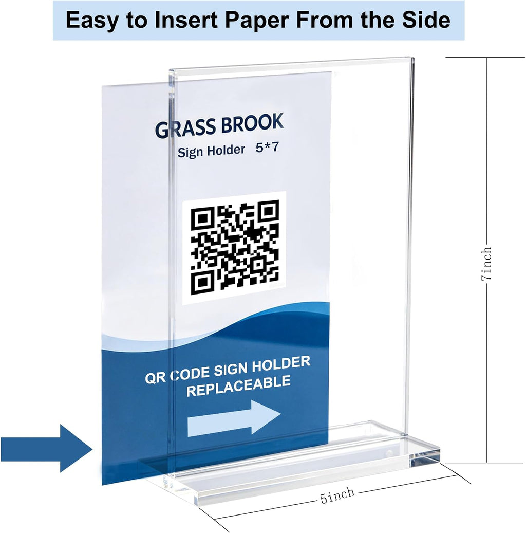 5x7 Acrylic Sign Holder for Table Top, Poster Holder, QR Code Stand Sign Holder(3pack)