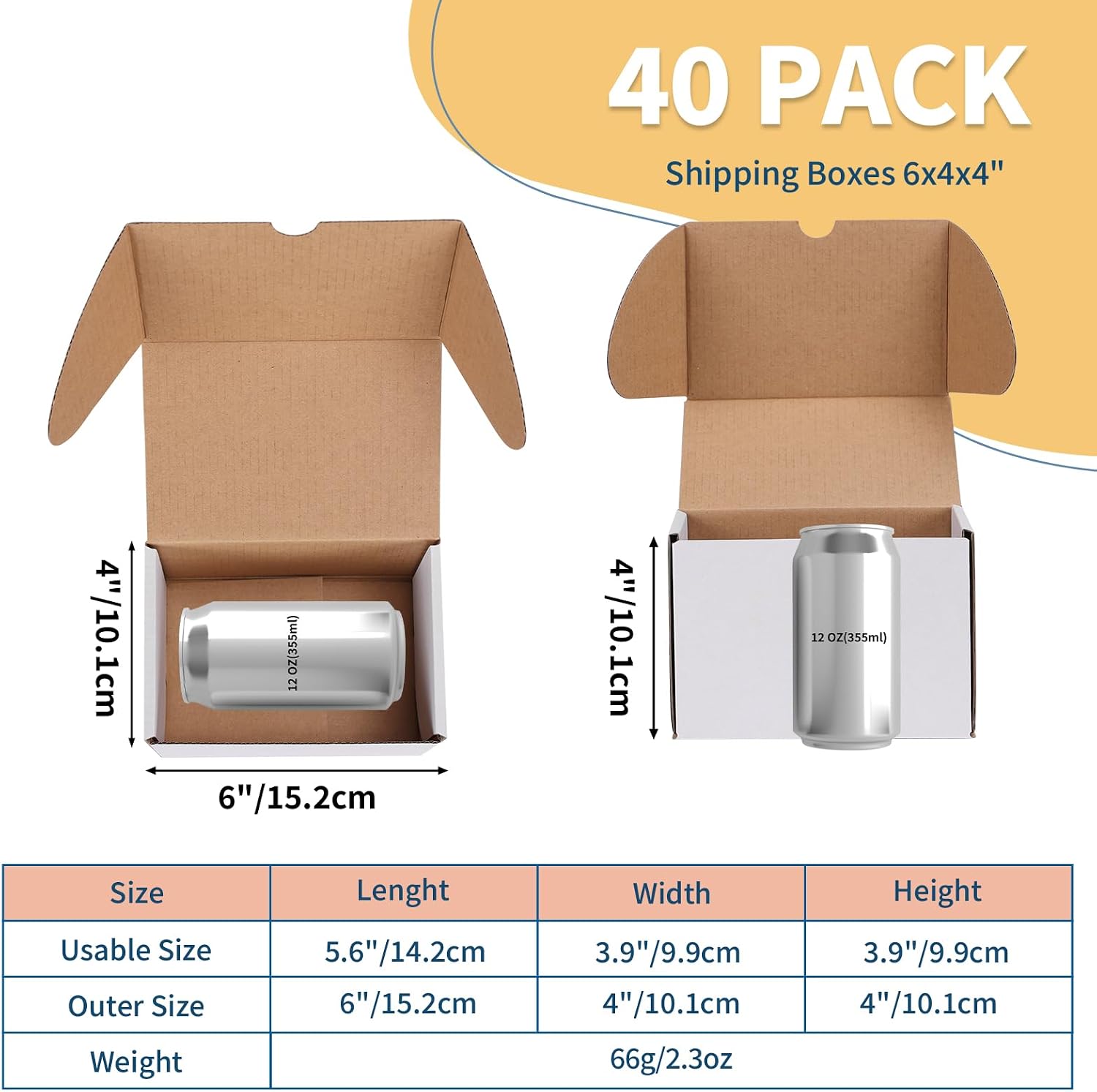6x4x4 White Shipping Boxes Set of 40, Corrugated Cardboard Mailer Boxes for Packaging Small Business Mailing Gifts