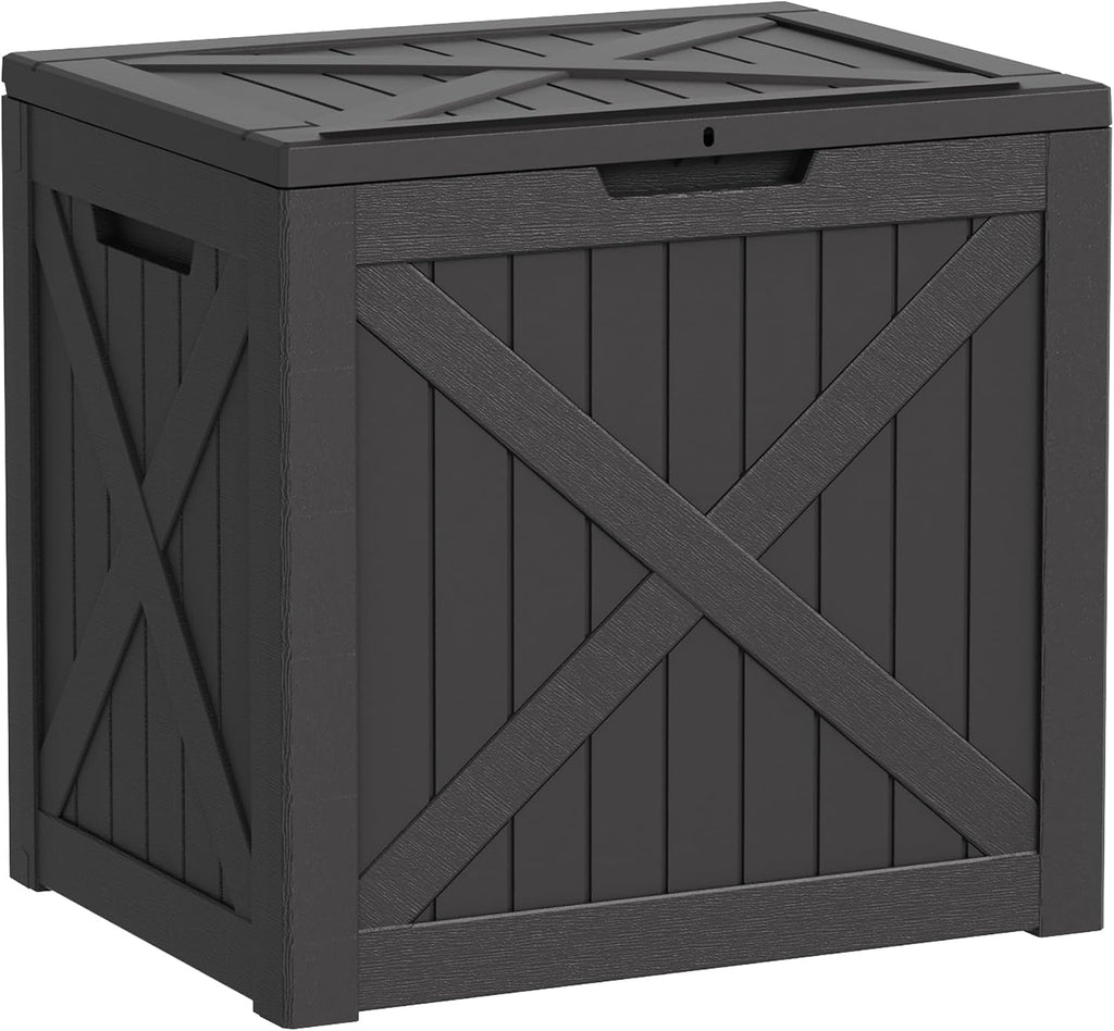 40 Gallon Waterproof Resin Deck Box,Outdoor Toy Storage Box Lock Bin | Small Deck Box, Outside Storage Box Waterproof