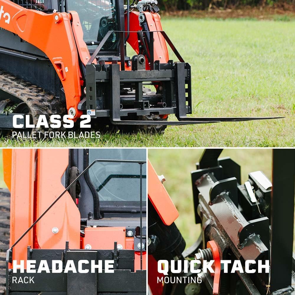 Standard Series Skid Steer Pallet Fork Frame, 48 in | Quick Tach Connection Fits SSQA Loader Mounts for Fast Swaps.