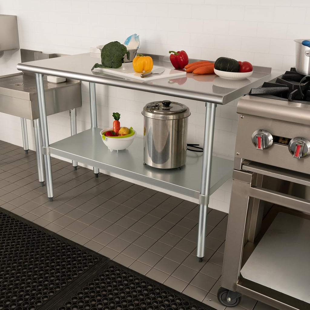 HARDURA Stainless Steel Prep & Work Table 30 x 72 Inches Backsplash