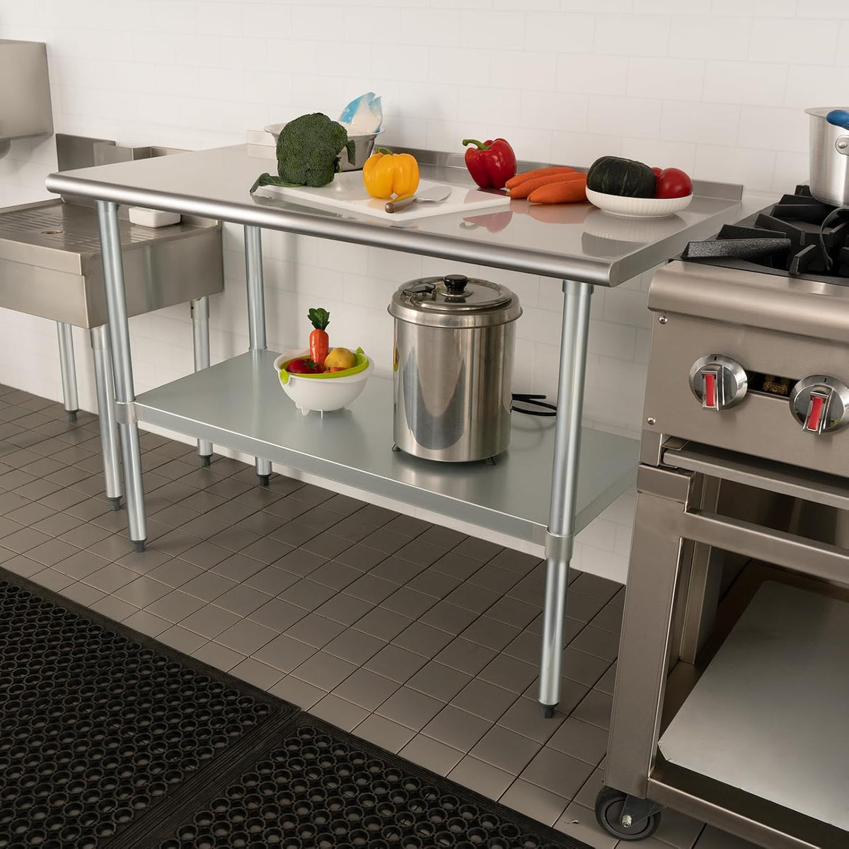 HARDURA Stainless Steel Prep & Work Table 30 x 72 Inches Backsplash