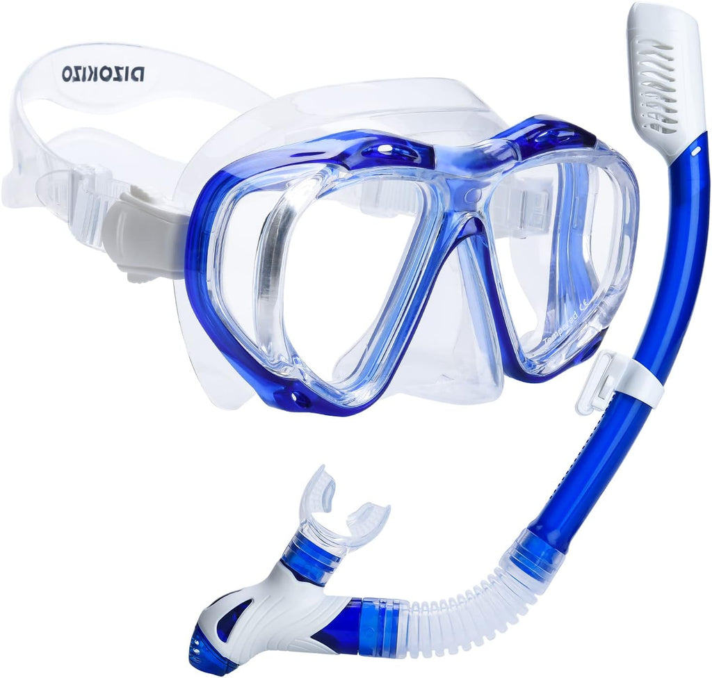 Snorkel Set Wide-View Adult Snorkeling Scuba Gear, Professional Snorkel Goggles Anti-Fog Diving Mask, Anti-Leak Swim