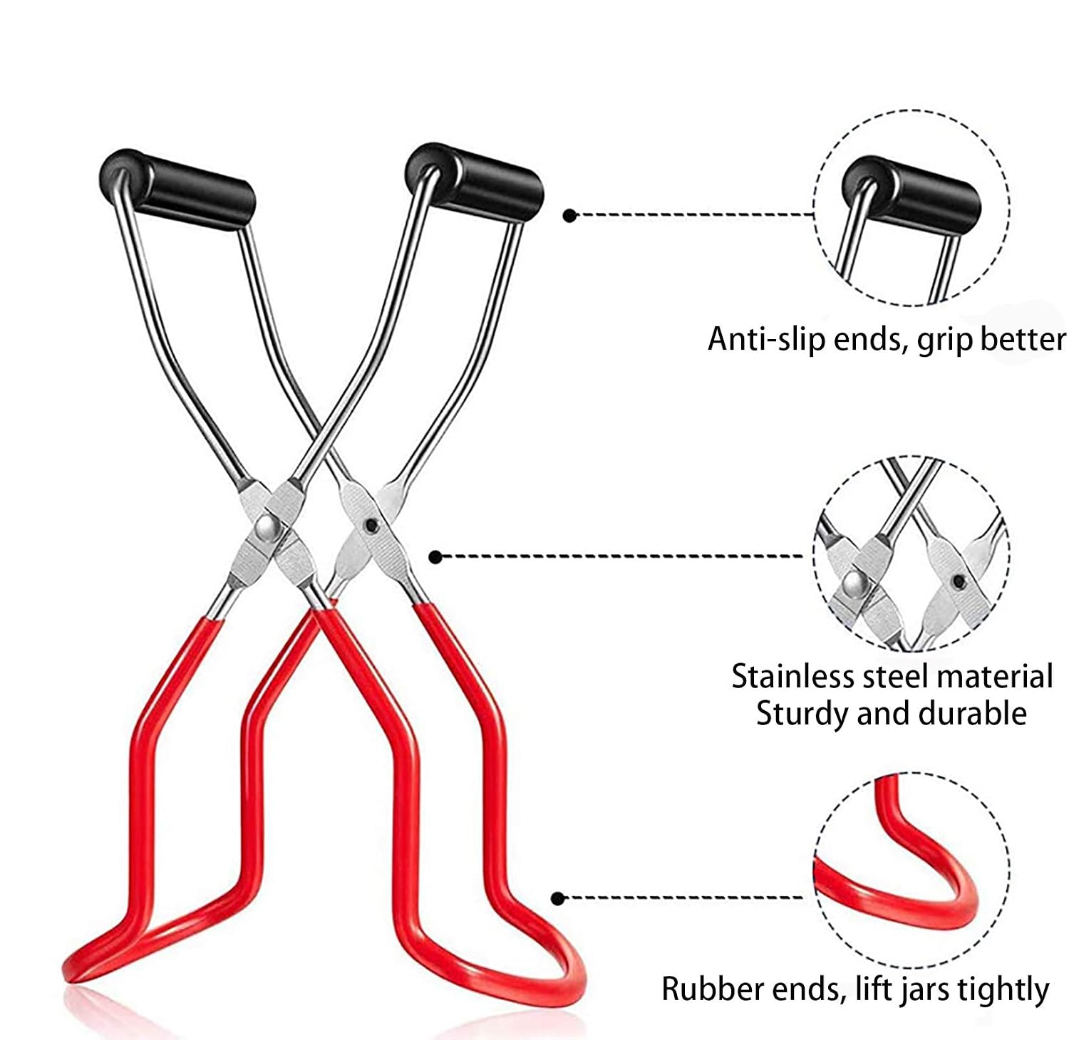 4 Pieces Canning Kit, 1PC Canning Rack+ 1PC Jar Lifter Tong+ 2PC Funnels, Stainless Steel Canning Supplies for Mason