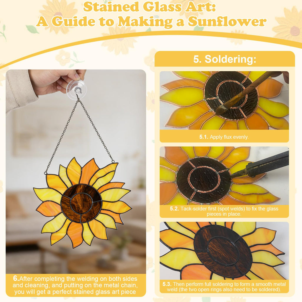 Pre-Foiled Stained Glass Kit, DIY Suncatcher Craft with Instructions