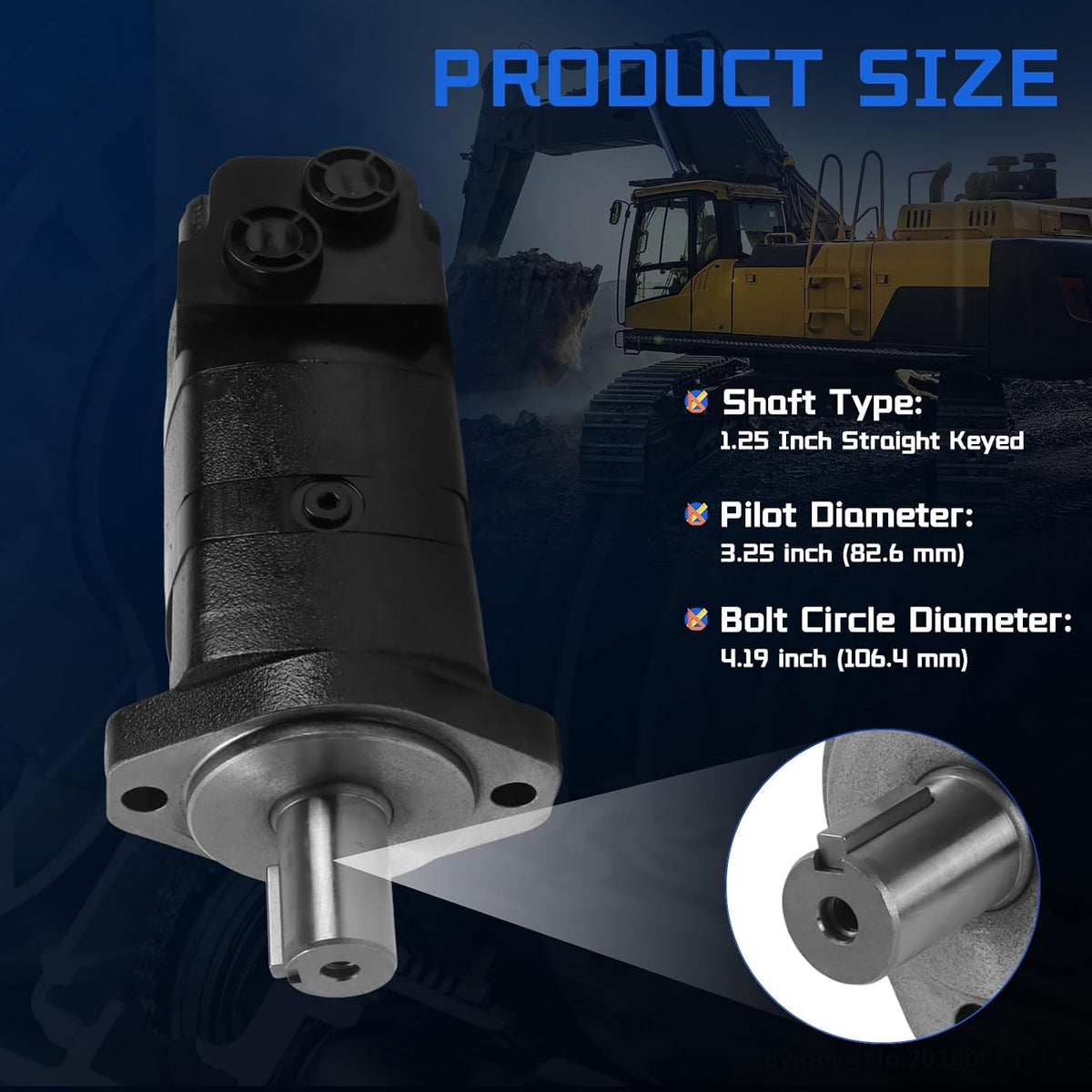 104-1027-006 Hydraulic Motor Replacement for Eaton Char-Lynn 2000 Series, 14.91 cu in/rev Displacement High Torque Low Speed Orbital Motor for Construction Agricultural Mining Equipment
