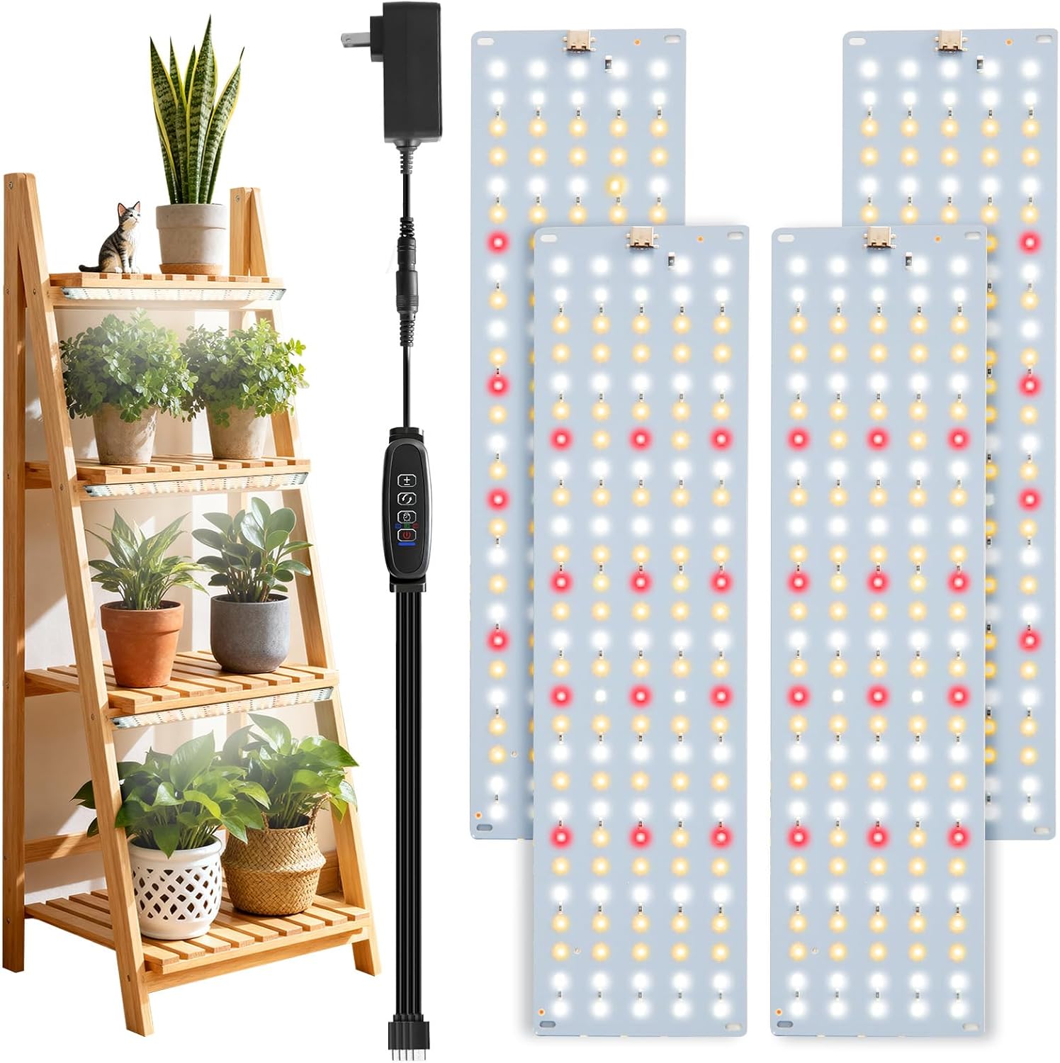 Grow Lights for Indoor Plants, Ultra-Thin Panel, 540LEDs Full Spectrum, 8/12/16H Timer, 10 Dimmable Levels