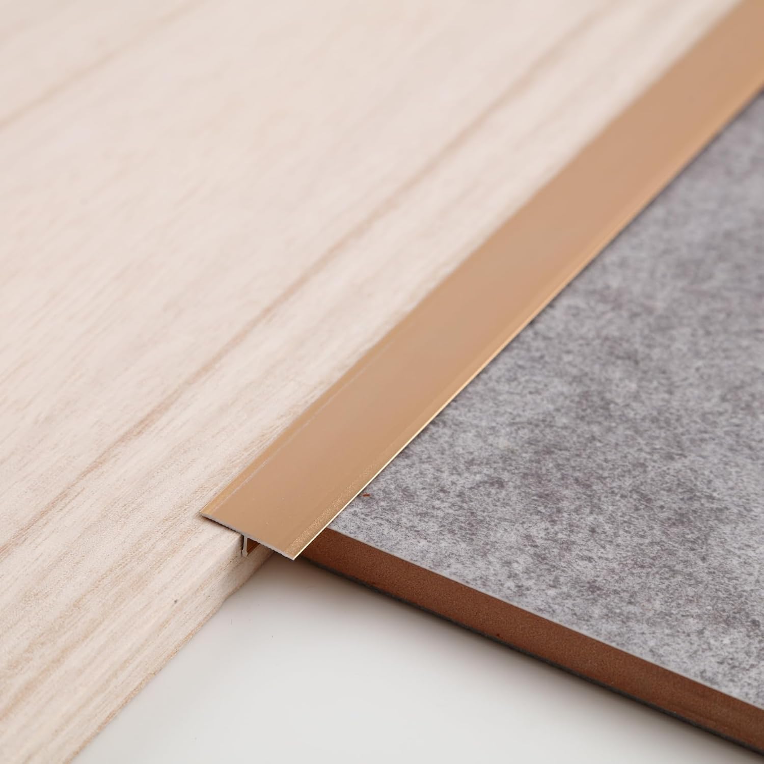 Aluminum T Molding Floor Transition Strip, T Moulding for Laminate Flooring Planks, Vinyl Floor Transition, Rubber