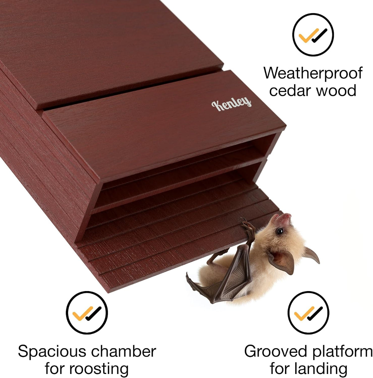 Bat House - Large Outdoor Bat Box with Double Chamber - Cedar Wood