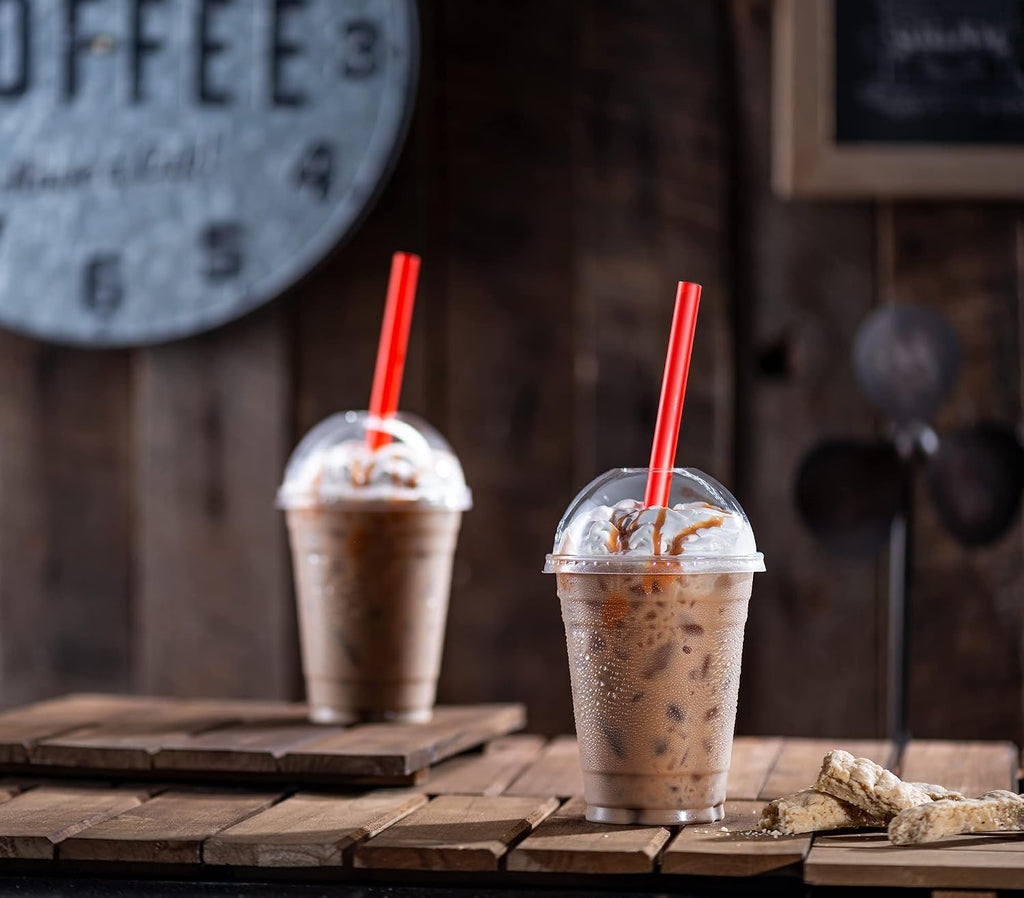 16 oz Clear PET Cups With Dome lids & Straws for Iced Coffee 40 Sets