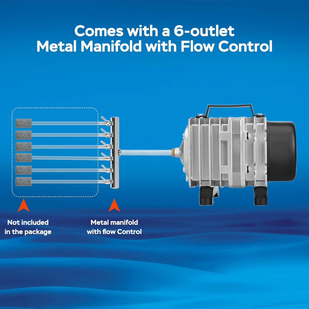 Aquarium Air Pump Commercial Air Pump with Aluminum Housing, 600/1000/1200/1750GPH Fish Tank Bubbler Pond Aerator for