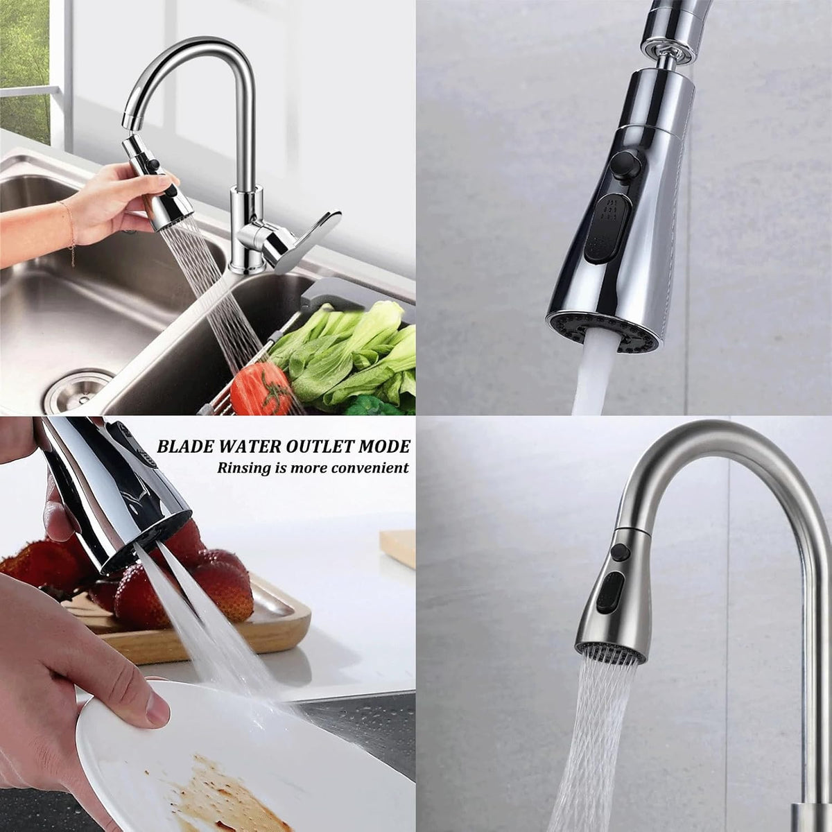 Kitchen Faucet Head Replacement with 9 Adapters, Metal Pull Down Sink Head, 3 Function Sink Sprayer, American