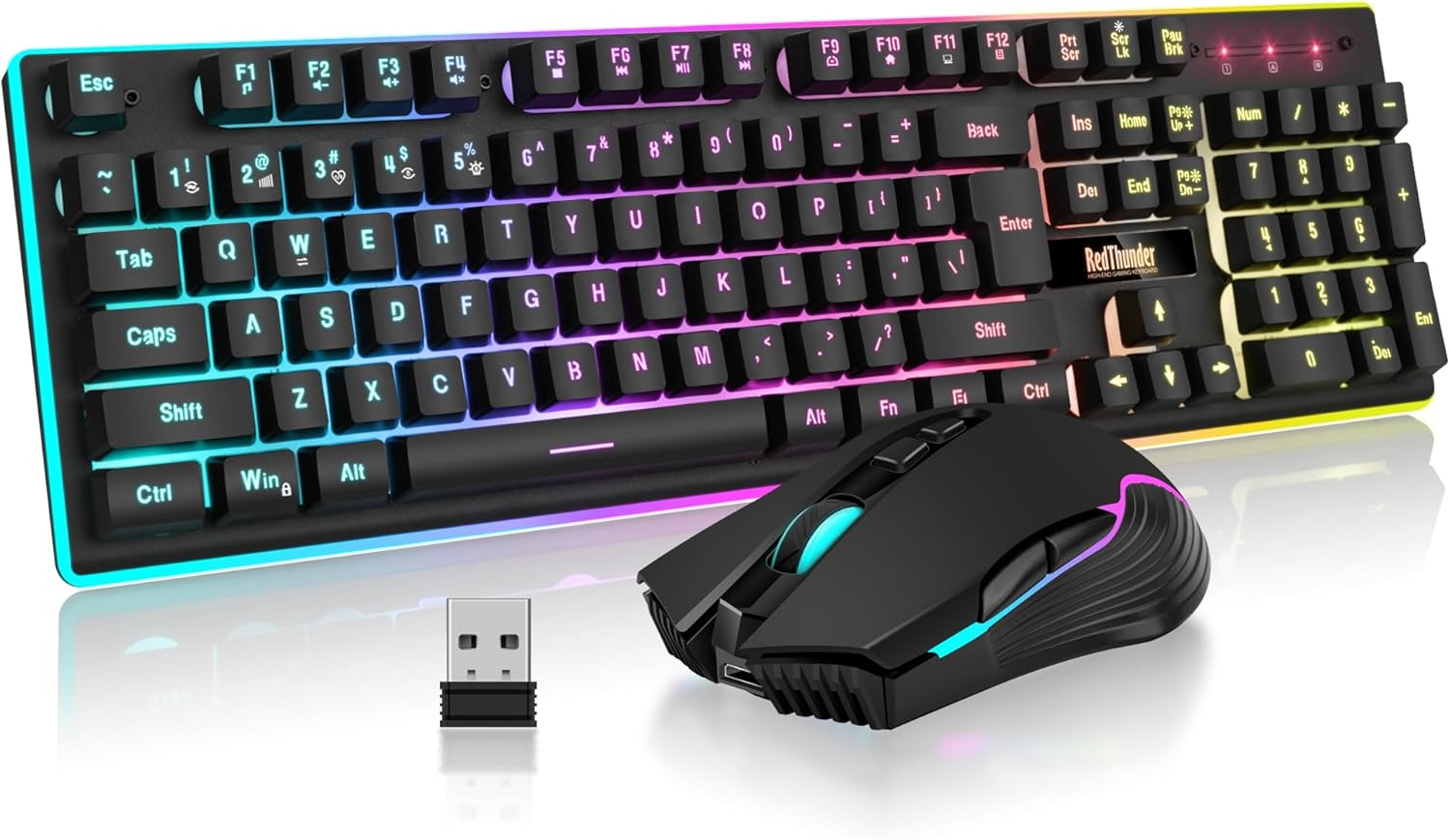 K10 Wireless Gaming Keyboard and Mouse Combo, LED Backlit Rechargeable 3800mAh Battery, Mechanical Feel Anti-ghosting