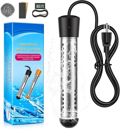 2000W Immersion Water Heater, Pool Heater for Inflatable Pools | 158°F Auto-Off, with 304 Stainless Steel Guard &
