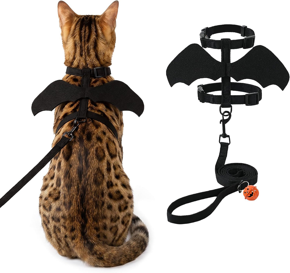 Cat Harness and Leash with Bat Wings Escape Proof Adjustable (S)